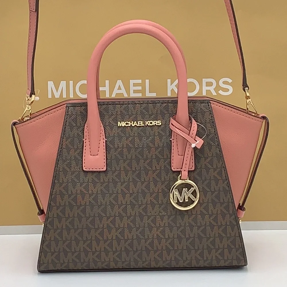 Michael Kors Avril Small Logo Top-Zip Satchel Sunset Rose